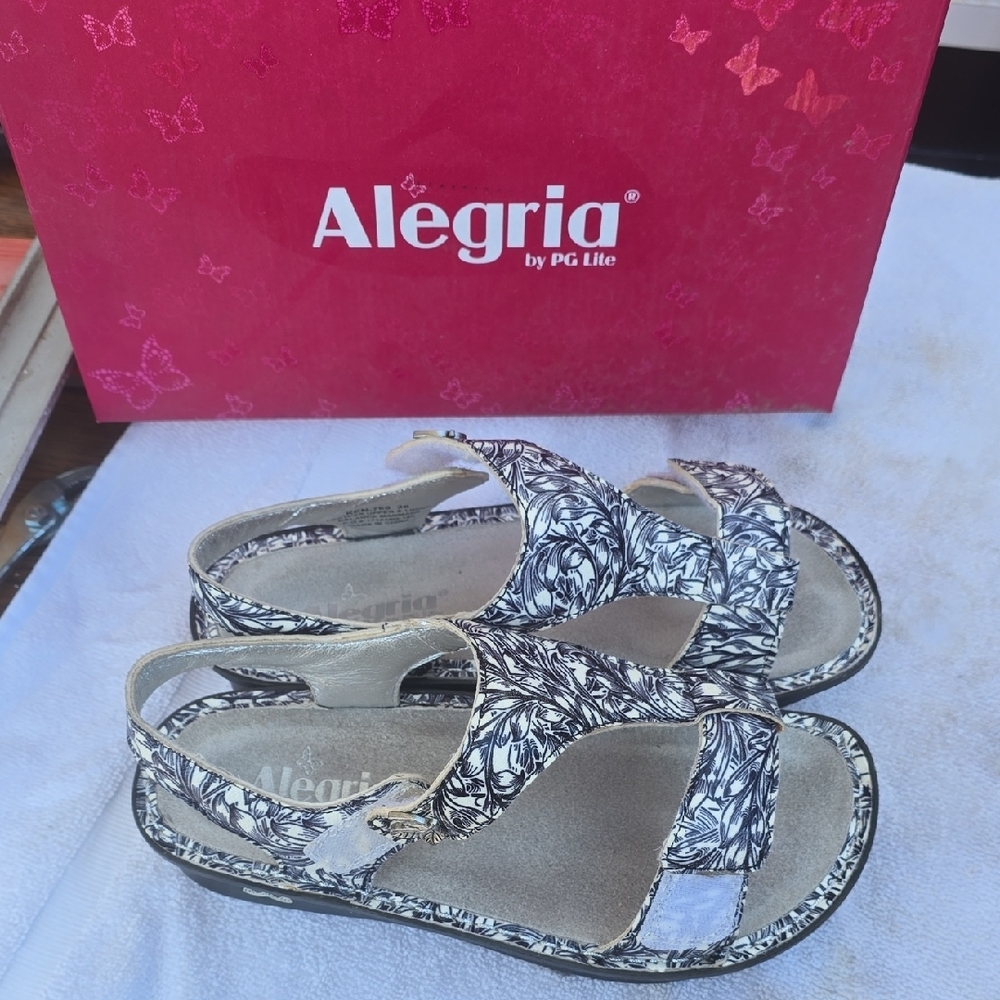Alegria Black and White Comfort Sandals